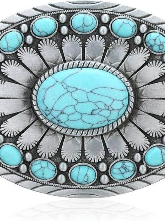 New Turquoise American Belt Buckle Men Women Western Cowboy Cowgirl Boho Oval main image 2